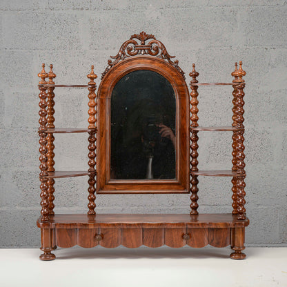 Etagere toletta mensoline piani e colonne tornite con specchio basculante