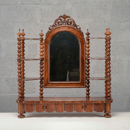 Etagere toletta mensoline piani e colonne tornite con specchio basculante