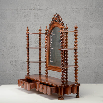 Etagere toletta mensoline piani e colonne tornite con specchio basculante