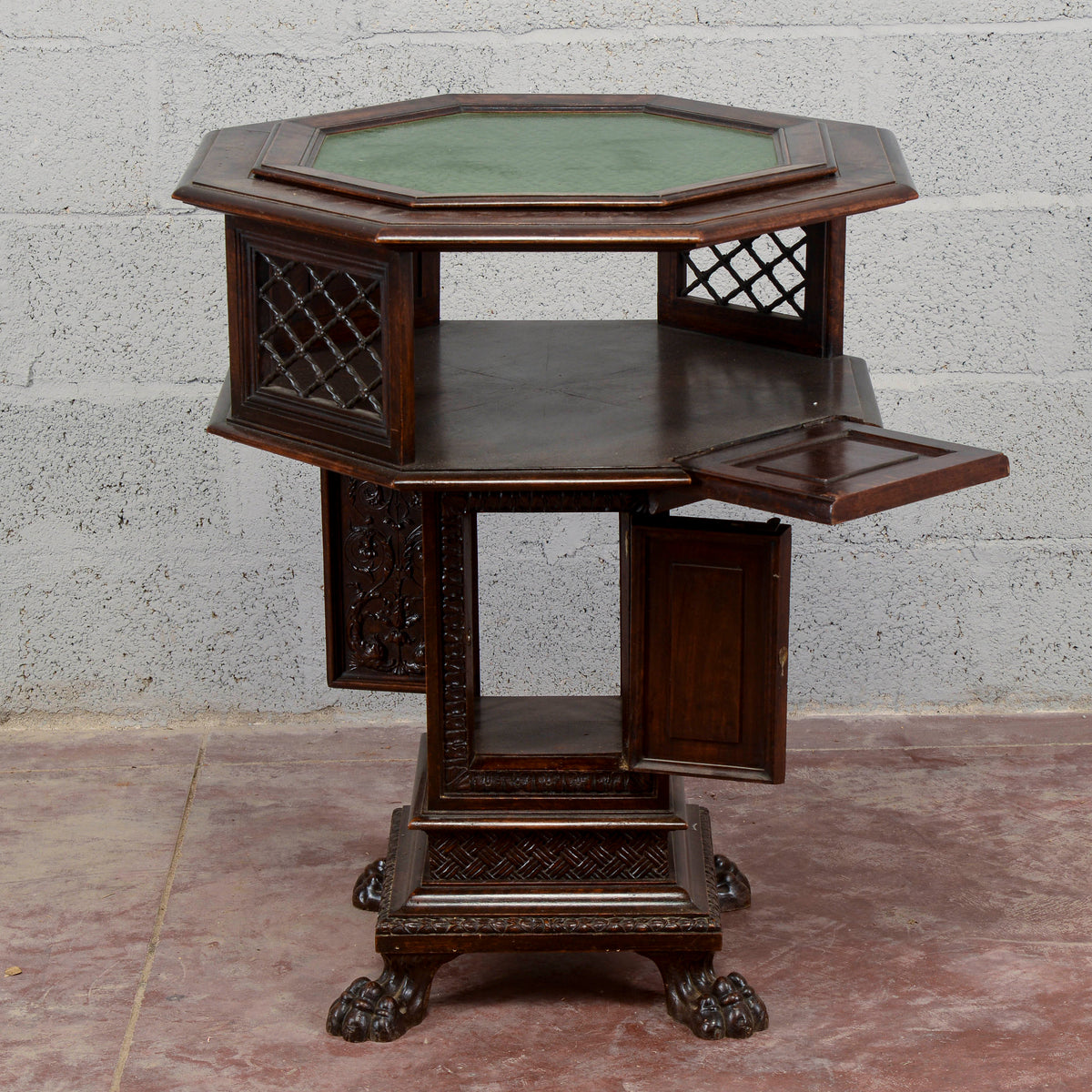 Tavolino fine 800 Maggini girevole piano in vetro estraibile