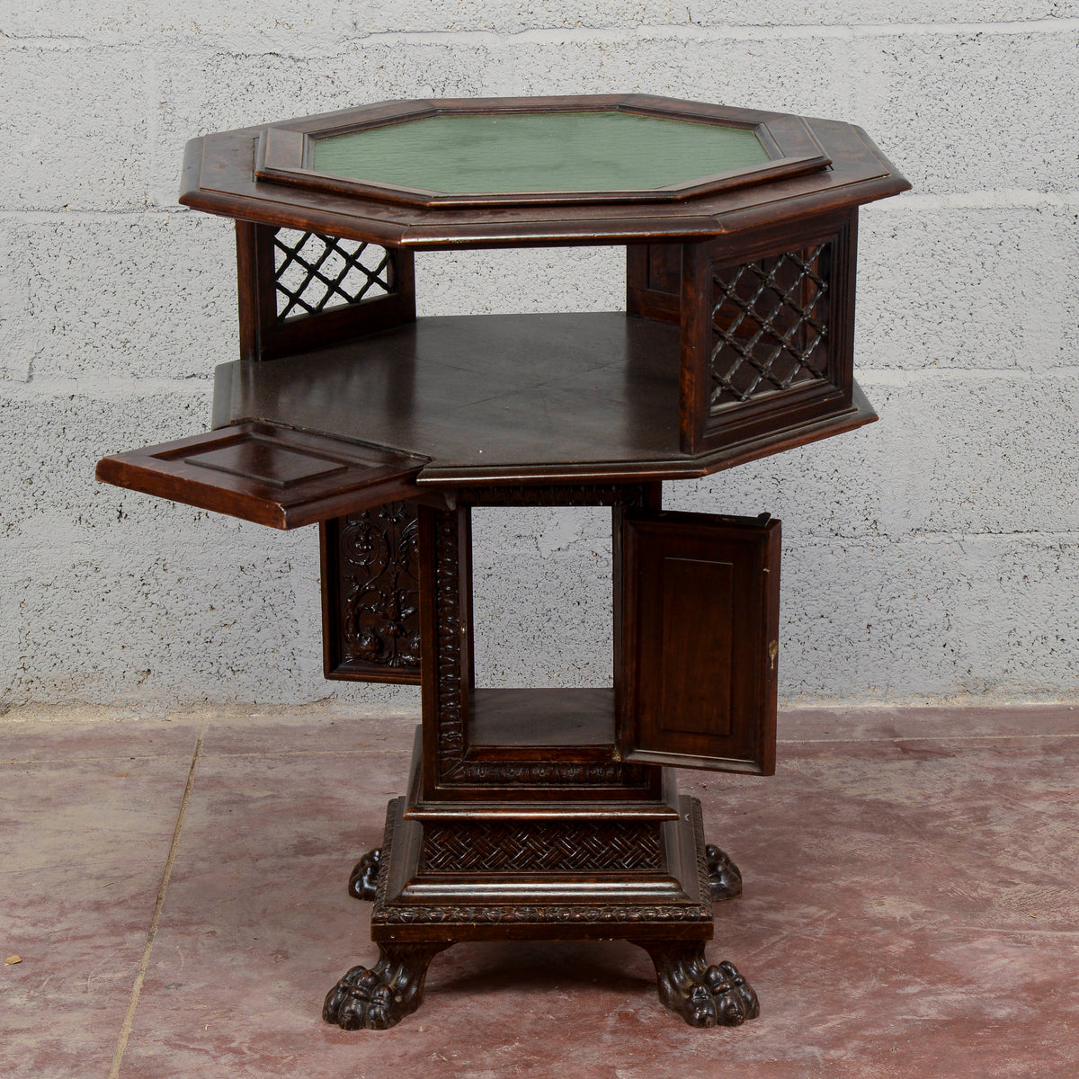 Tavolino fine 800 Maggini girevole piano in vetro estraibile