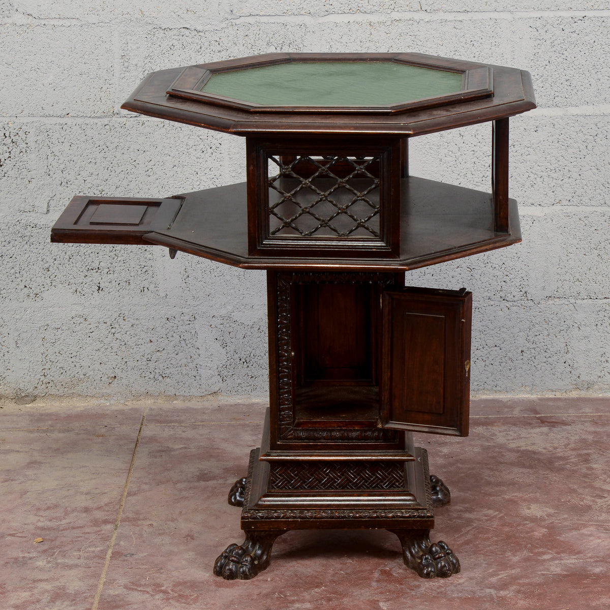 Tavolino fine 800 Maggini girevole piano in vetro estraibile