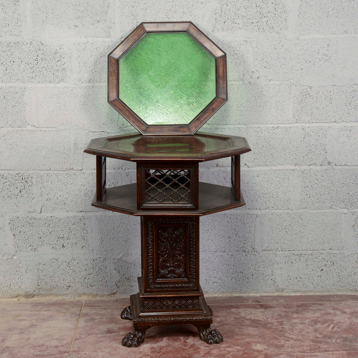 Tavolino fine 800 Maggini girevole piano in vetro estraibile