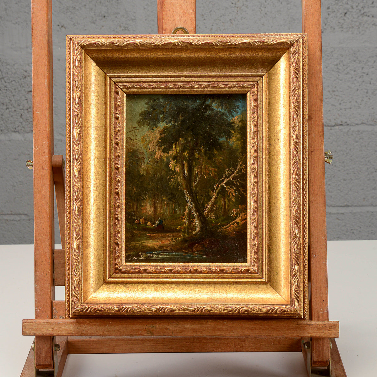 Dipinto olio su tavola Miniatura paesaggio XIX secolo