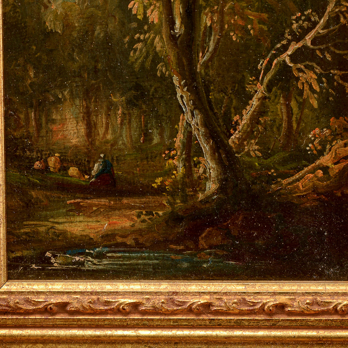 Dipinto olio su tavola Miniatura paesaggio XIX secolo
