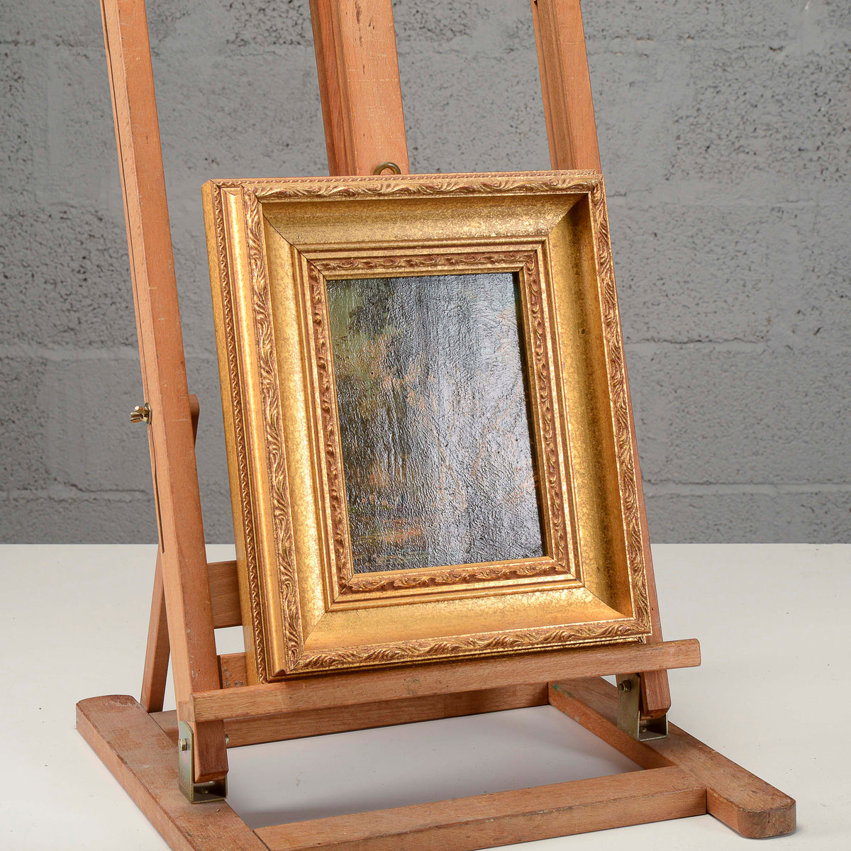 Dipinto olio su tavola Miniatura paesaggio XIX secolo