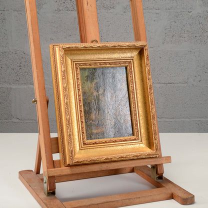 Dipinto olio su tavola Miniatura paesaggio XIX secolo