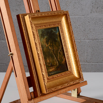 Dipinto olio su tavola Miniatura paesaggio XIX secolo