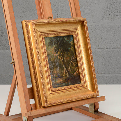 Dipinto olio su tavola Miniatura paesaggio XIX secolo