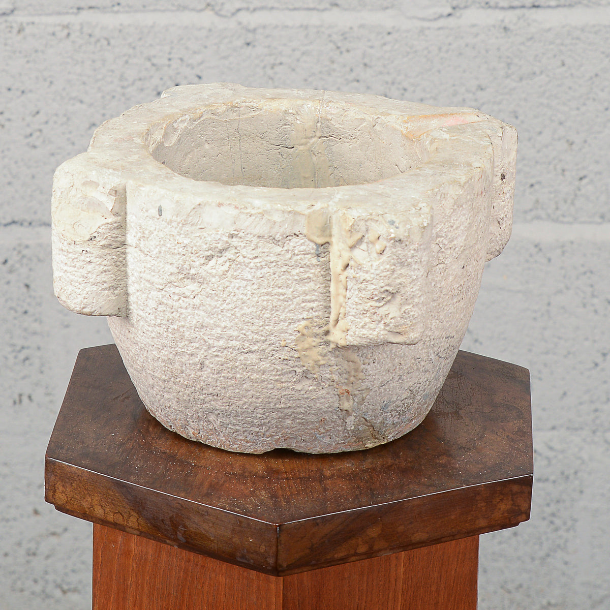 Mortaio rotondo vaso ciotola in pietra XIX secolo