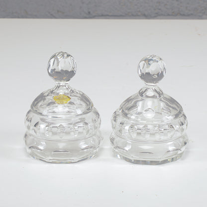 Set coppia ciotole boccette scatole in cristallo XX secolo