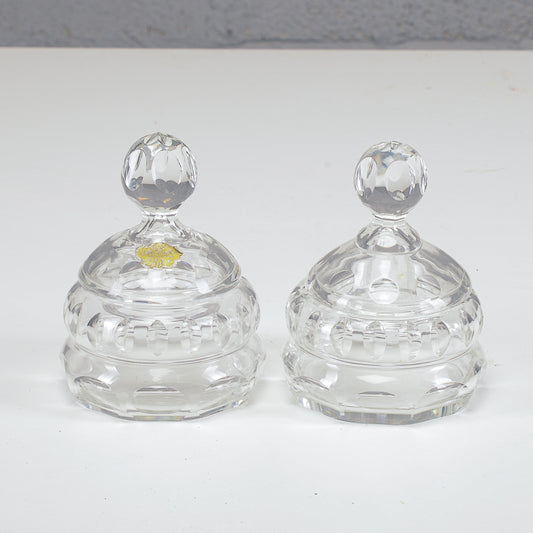 Set coppia ciotole boccette scatole in cristallo XX secolo
