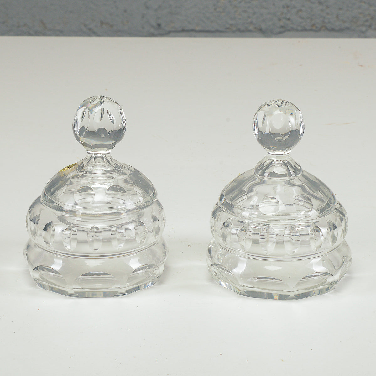 Set coppia ciotole boccette scatole in cristallo XX secolo