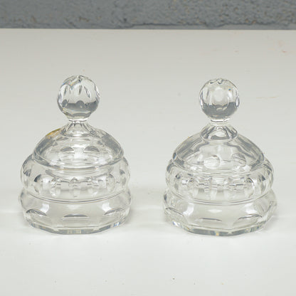 Set coppia ciotole boccette scatole in cristallo XX secolo