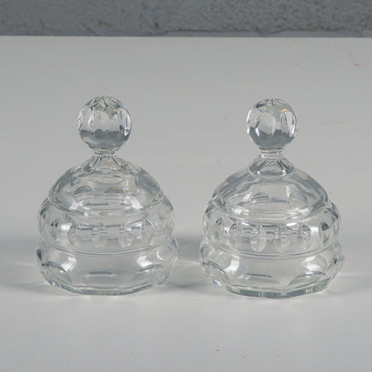 Set coppia ciotole boccette scatole in cristallo XX secolo