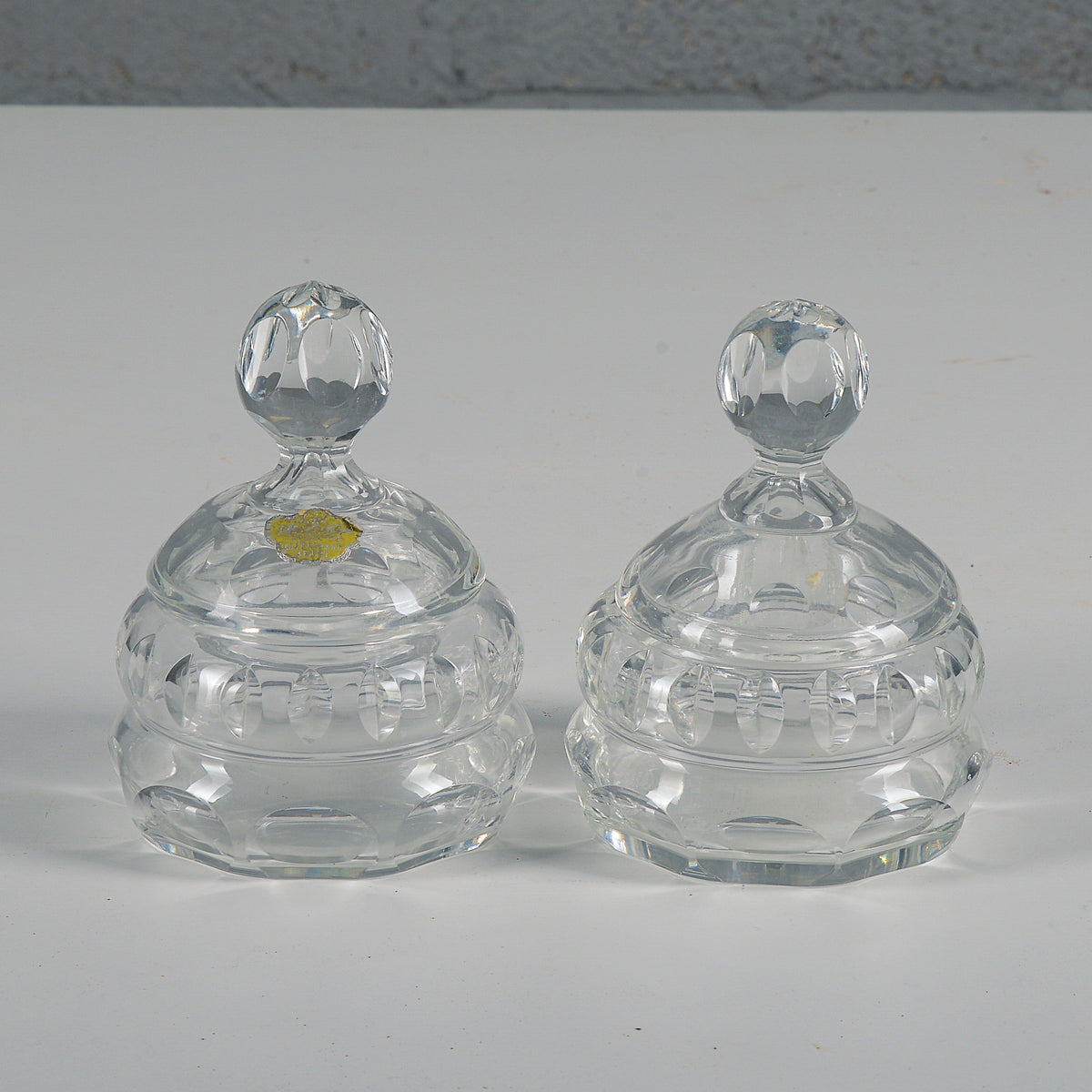 Set coppia ciotole boccette scatole in cristallo XX secolo