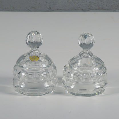 Set coppia ciotole boccette scatole in cristallo XX secolo
