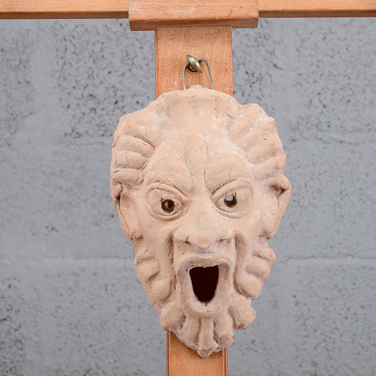 Maschera terracotta volto grottesco XX secolo produzione artigianale