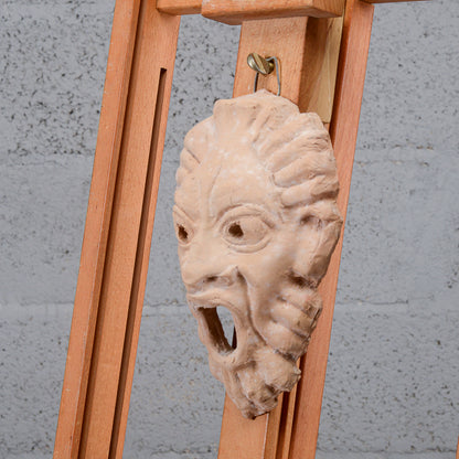 Maschera terracotta volto grottesco XX secolo produzione artigianale