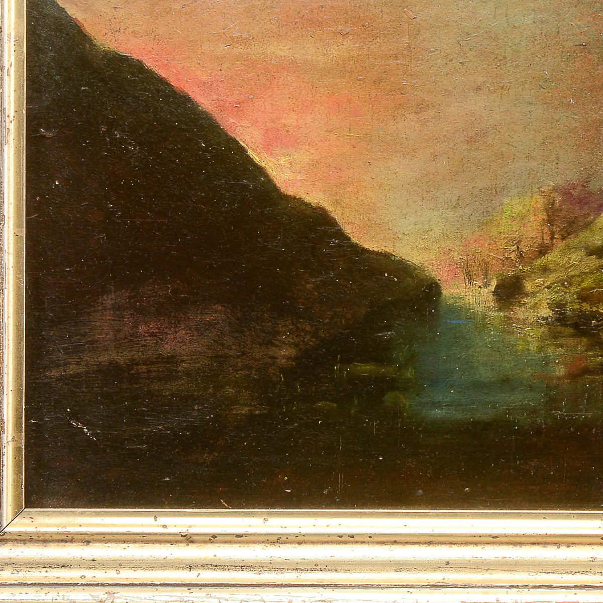 Quadro dipinto miniatura scena tramonto di Franciosi Umberto inizio del 1900