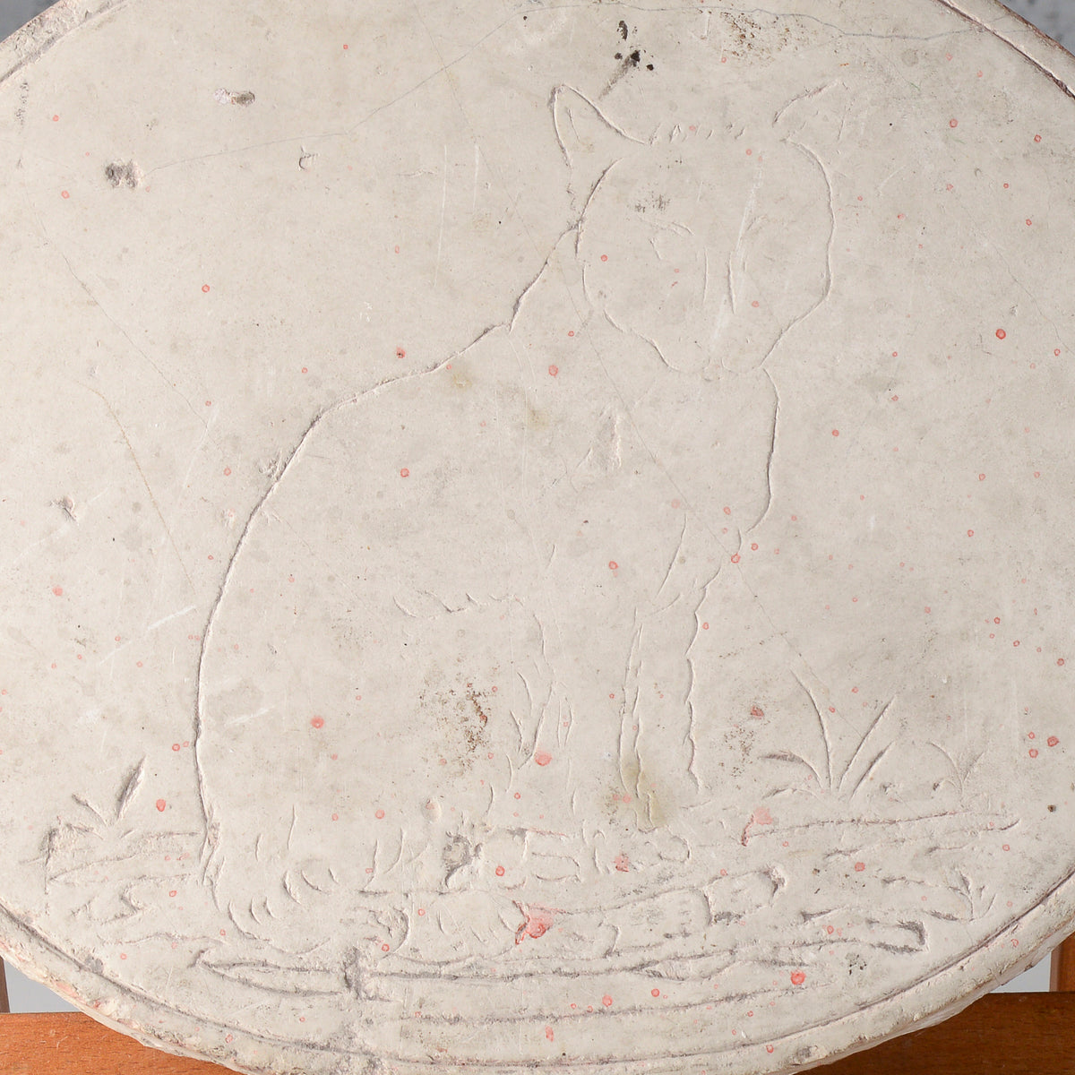 Sbozzo litografico ovale pietra con gatto placca ovale XX secolo