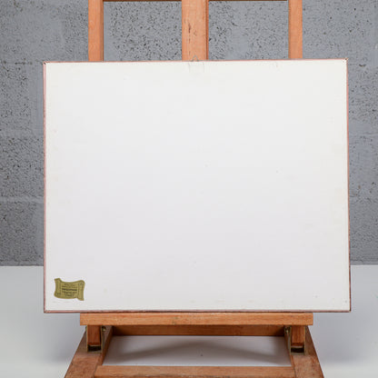 Quadro donna in campagna galline Italia XX secolo