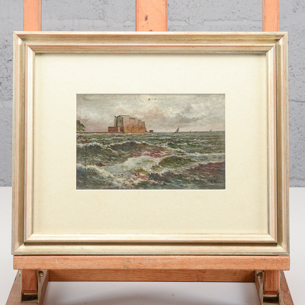 Quadro dipinto miniatura scena marina  XX secolo firmato