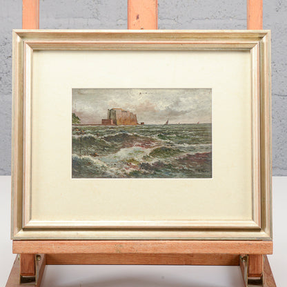 Quadro dipinto miniatura scena marina  XX secolo firmato