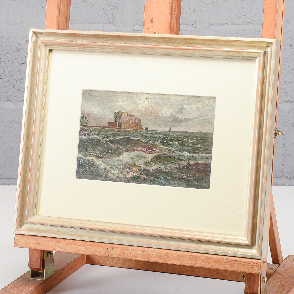 Quadro dipinto miniatura scena marina  XX secolo firmato