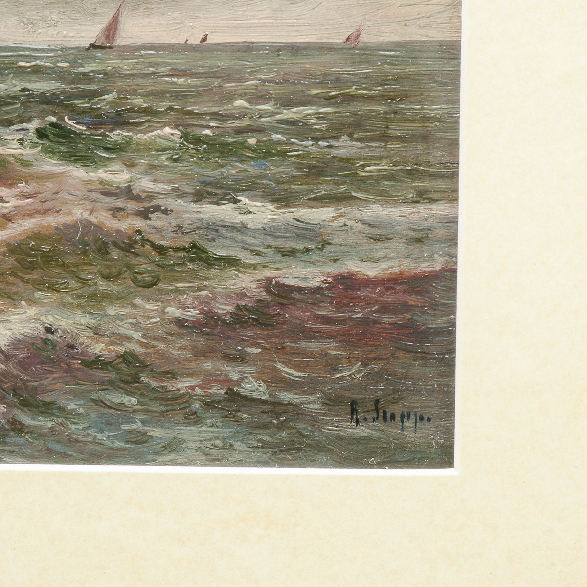 Quadro dipinto miniatura scena marina  XX secolo firmato