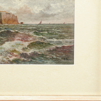 Quadro dipinto miniatura scena marina  XX secolo firmato