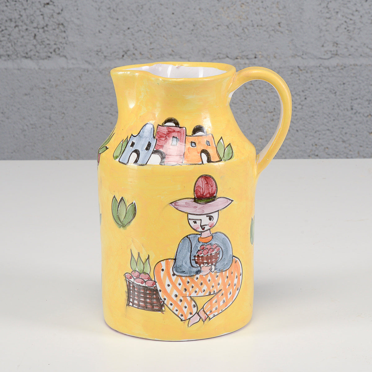 Vaso brocca in ceramica dipinta XX secolo