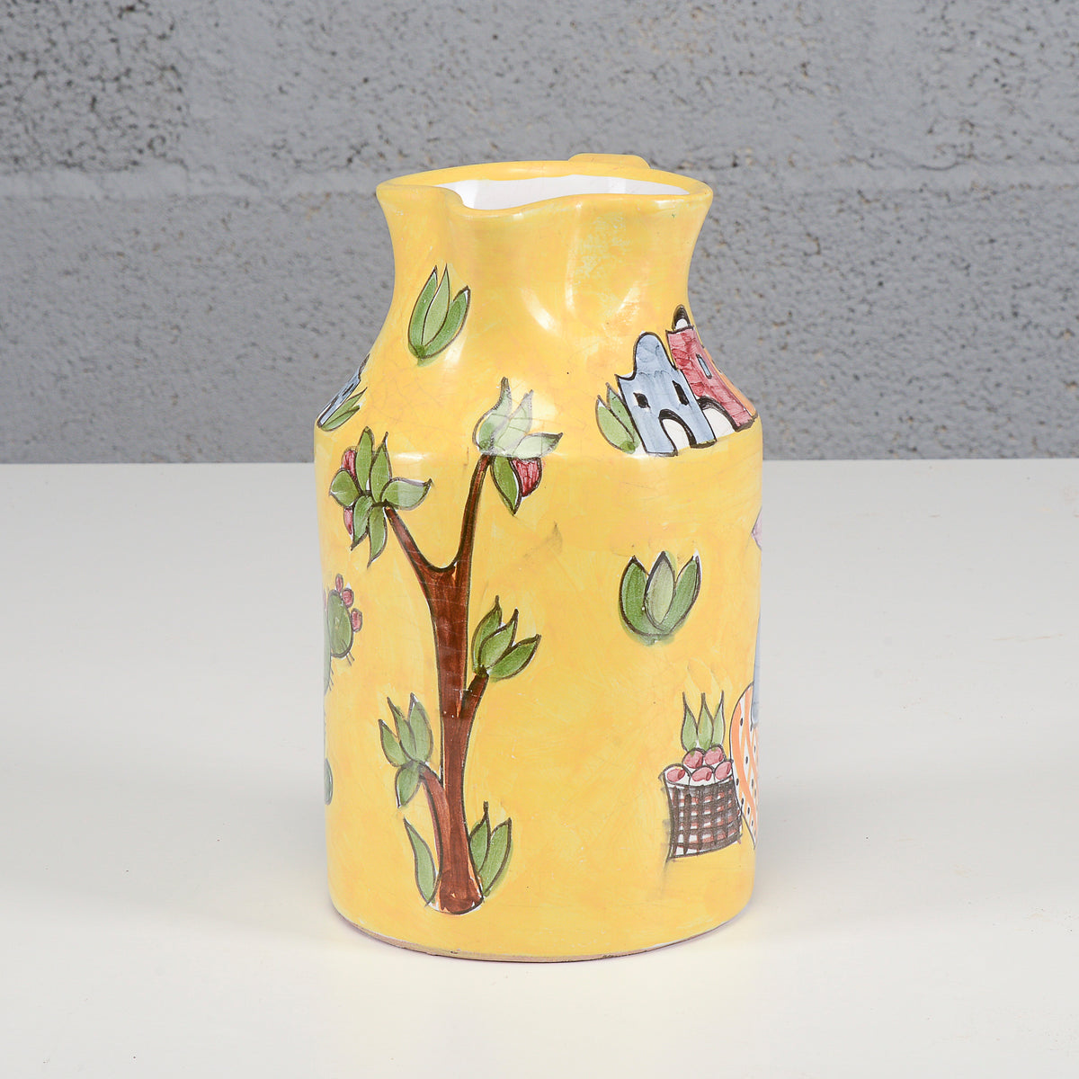Vaso brocca in ceramica dipinta XX secolo