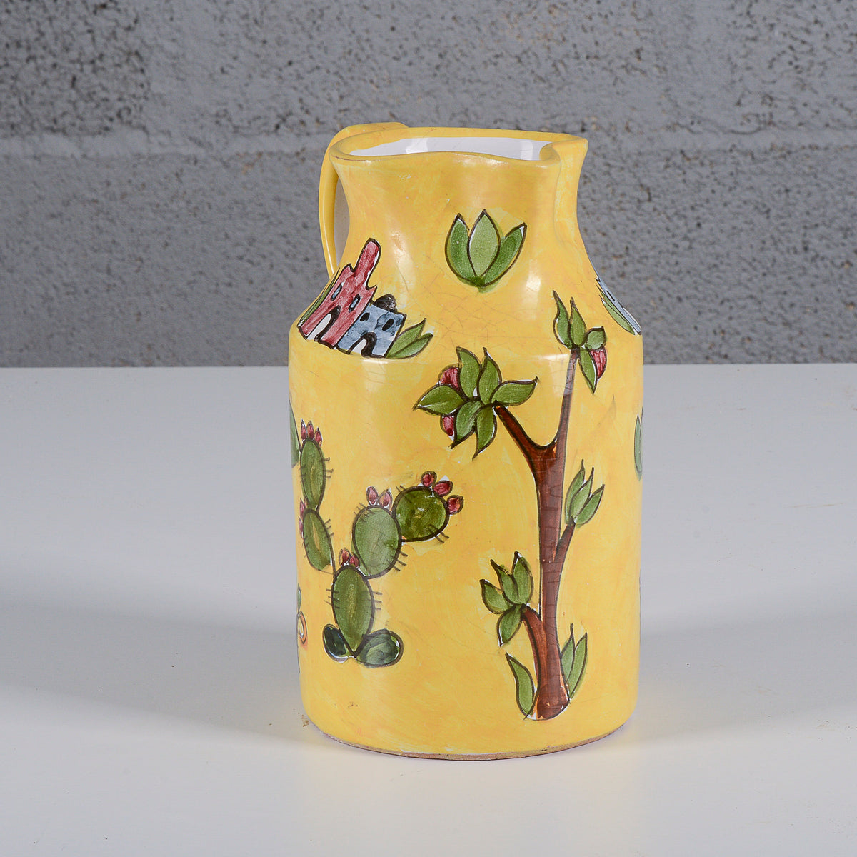 Vaso brocca in ceramica dipinta XX secolo
