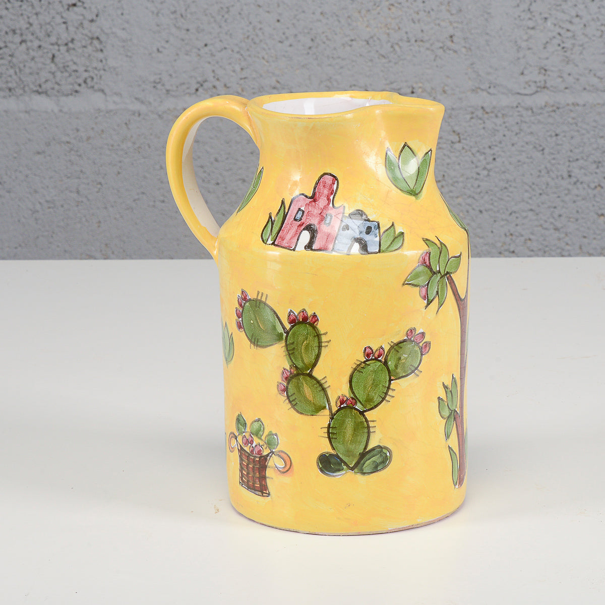 Vaso brocca in ceramica dipinta XX secolo