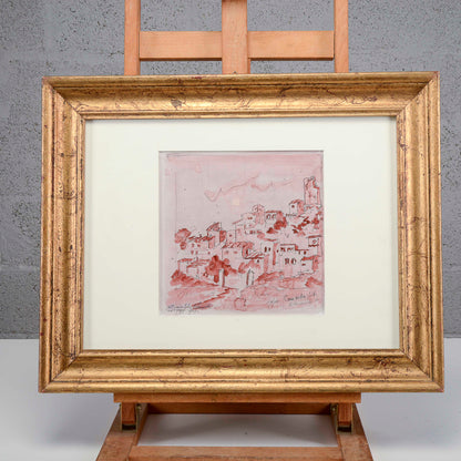 Quadro tecnica mista su carta del borgo Camarda (AQ) E. Raimondi anno 2004