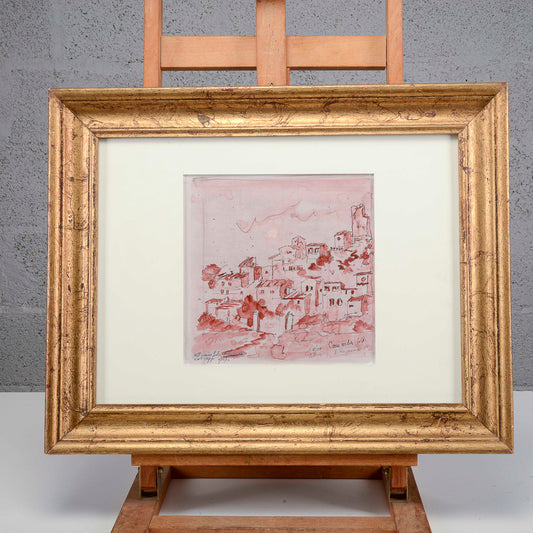 Quadro tecnica mista su carta del borgo Camarda (AQ) E. Raimondi anno 2004