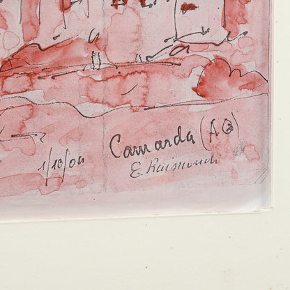 Quadro tecnica mista su carta del borgo Camarda (AQ) E. Raimondi anno 2004