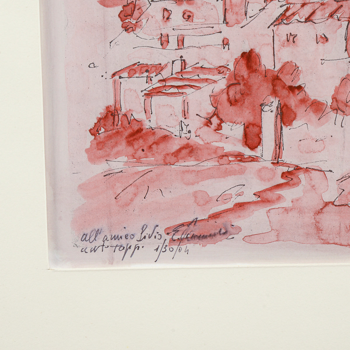Quadro tecnica mista su carta del borgo Camarda (AQ) E. Raimondi anno 2004