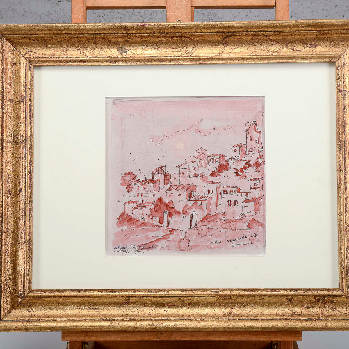 Quadro tecnica mista su carta del borgo Camarda (AQ) E. Raimondi anno 2004