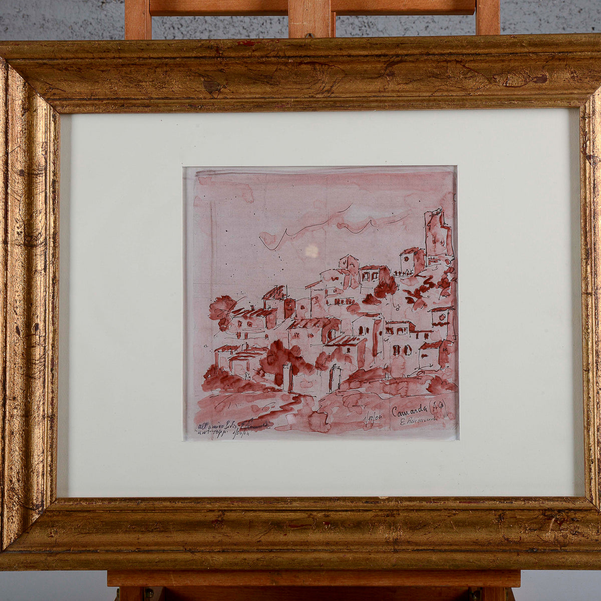 Quadro tecnica mista su carta del borgo Camarda (AQ) E. Raimondi anno 2004
