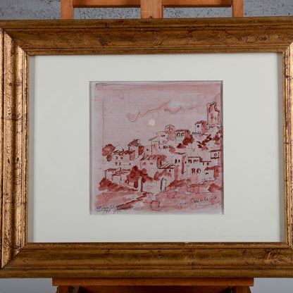 Quadro tecnica mista su carta del borgo Camarda (AQ) E. Raimondi anno 2004