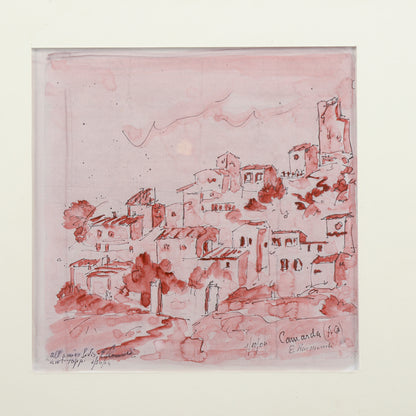 Quadro tecnica mista su carta del borgo Camarda (AQ) E. Raimondi anno 2004