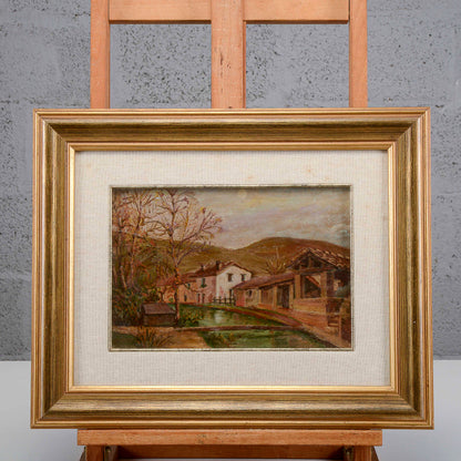 Quadro olio su tela case di campagna San Severino Marche Villetta delle Conce