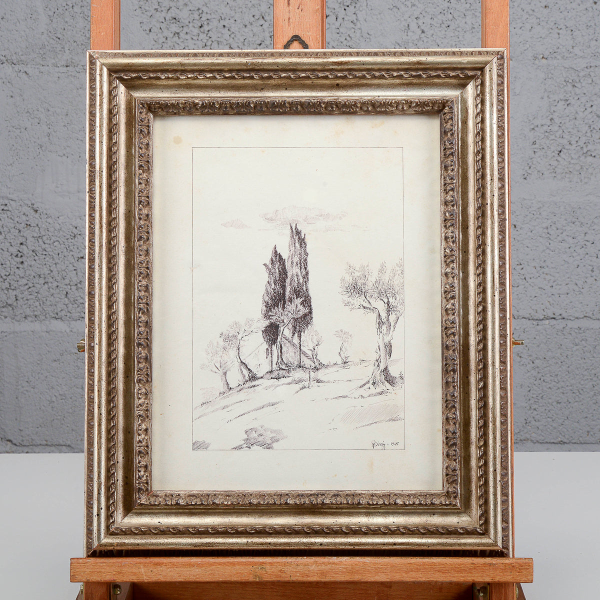 Quadro stampa firmata e datata R Pizzi 1945