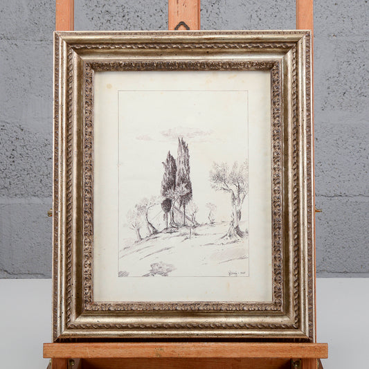 Quadro stampa firmata e datata R Pizzi 1945