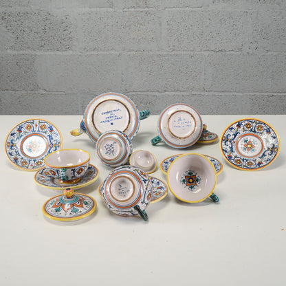 Servizio da tè n ceramica maiolicata Società Anonima Industrie Maioliche Artistiche Combattenti Giuseppe Grazia di Deruta Italia 1923