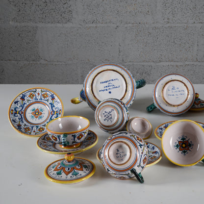 Servizio da tè n ceramica maiolicata Società Anonima Industrie Maioliche Artistiche Combattenti Giuseppe Grazia di Deruta Italia 1923