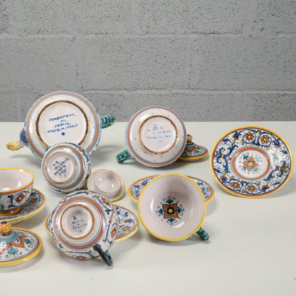 Servizio da tè n ceramica maiolicata Società Anonima Industrie Maioliche Artistiche Combattenti Giuseppe Grazia di Deruta Italia 1923