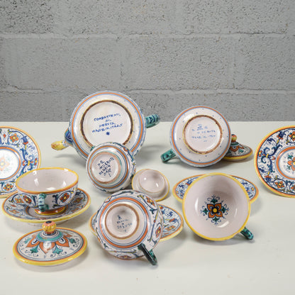 Servizio da tè n ceramica maiolicata Società Anonima Industrie Maioliche Artistiche Combattenti Giuseppe Grazia di Deruta Italia 1923